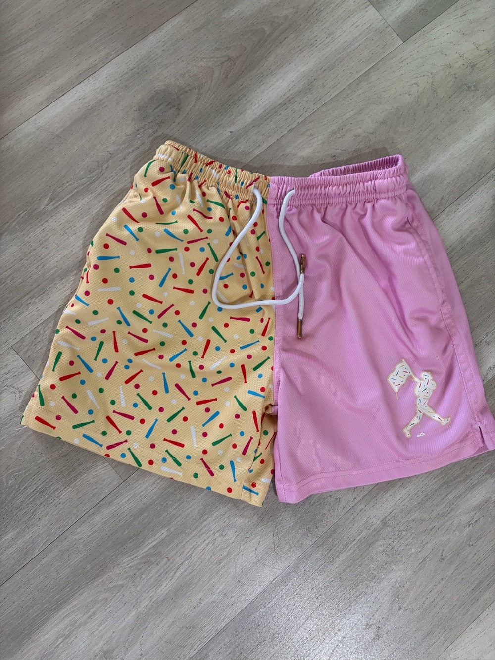 Baseballism Two-Tone Pink & Yellow Sprinkles Shorts